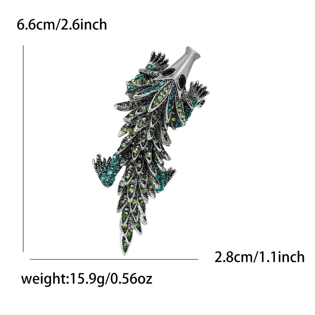 Bewegliche Brosche mit eingelegtem Strass und Krokodil-Motiv - image 10