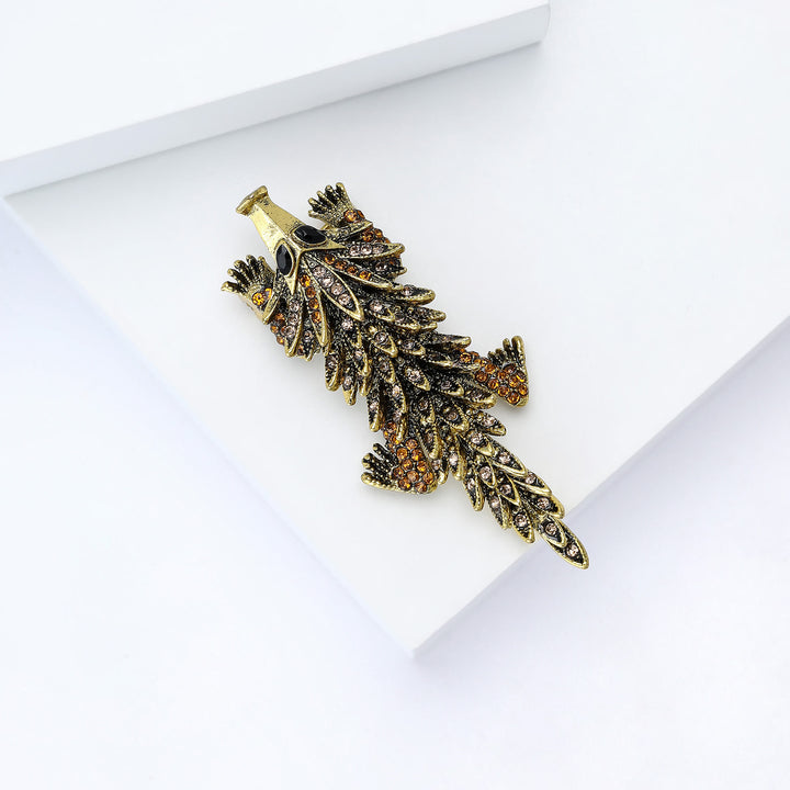 Bewegliche Brosche mit eingelegtem Strass und Krokodil-Motiv - image 6
