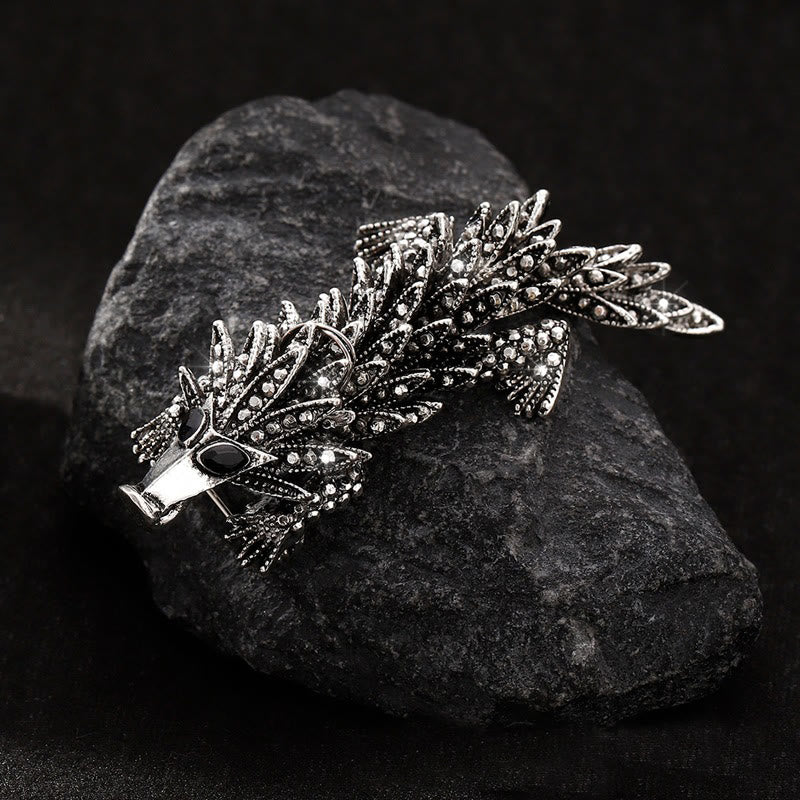Bewegliche Brosche mit eingelegtem Strass und Krokodil-Motiv - Grau - image 0