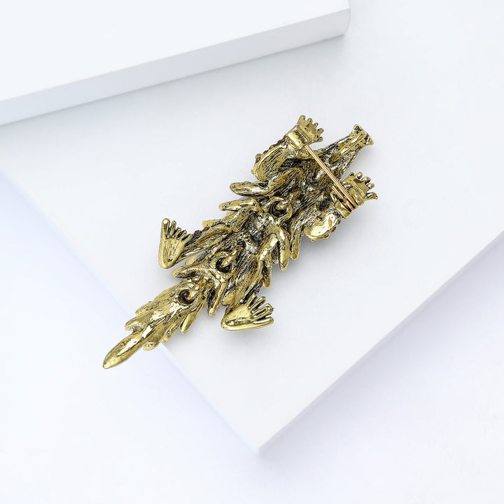 Bewegliche Brosche mit eingelegtem Strass und Krokodil-Motiv - image 7