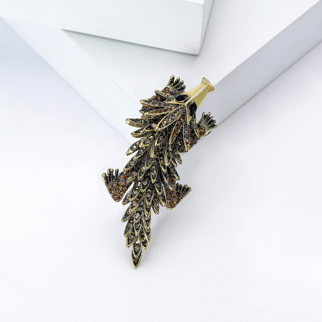Bewegliche Brosche mit eingelegtem Strass und Krokodil-Motiv - Kaffee - image 4