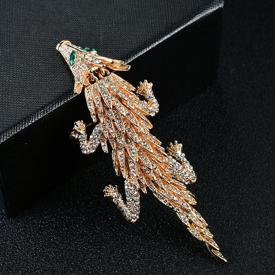 Modische und bewegliche, diamantbesetzte Pangolin-Brosche - Orange - image 0