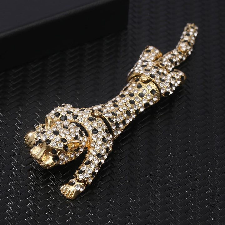 Luxuriöses, mit Diamanten besetztes, bewegliches Broschen-Accessoire mit Gepardenmotiv - Golden - image 2
