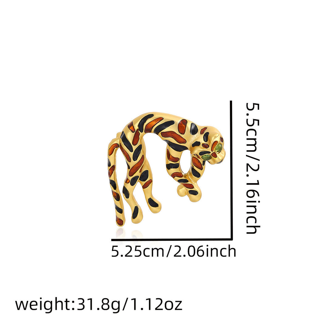 Buntes, öltropfendes Leoparden-Broschen-Accessoire im mittelantiken Stil - image 3