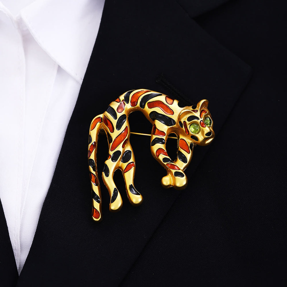 Buntes, öltropfendes Leoparden-Broschen-Accessoire im mittelantiken Stil - image 1