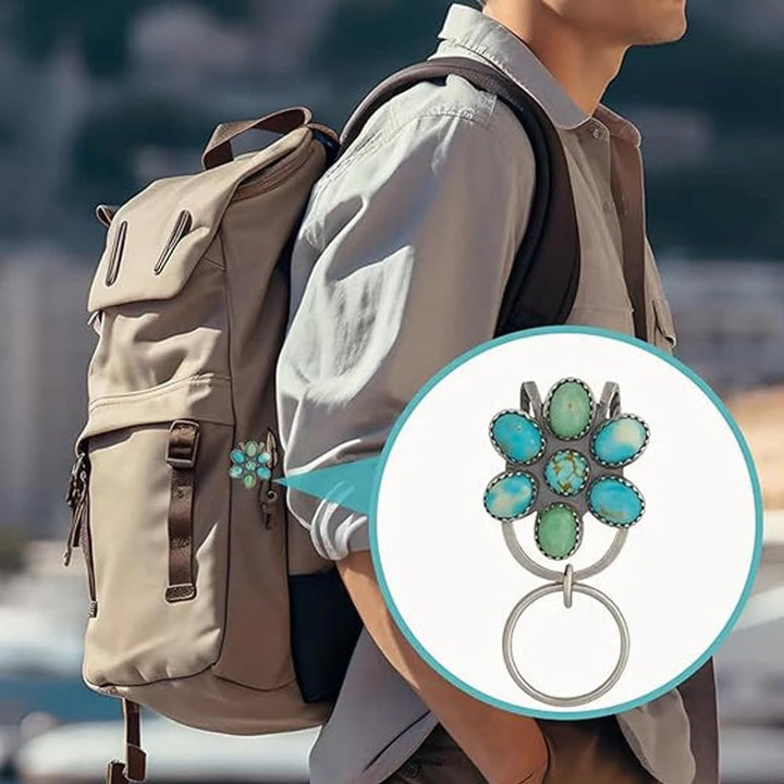 Türkisfarbener Blumen-Taschenclip, Schlüsselanhänger, dekoratives Accessoire - image 3