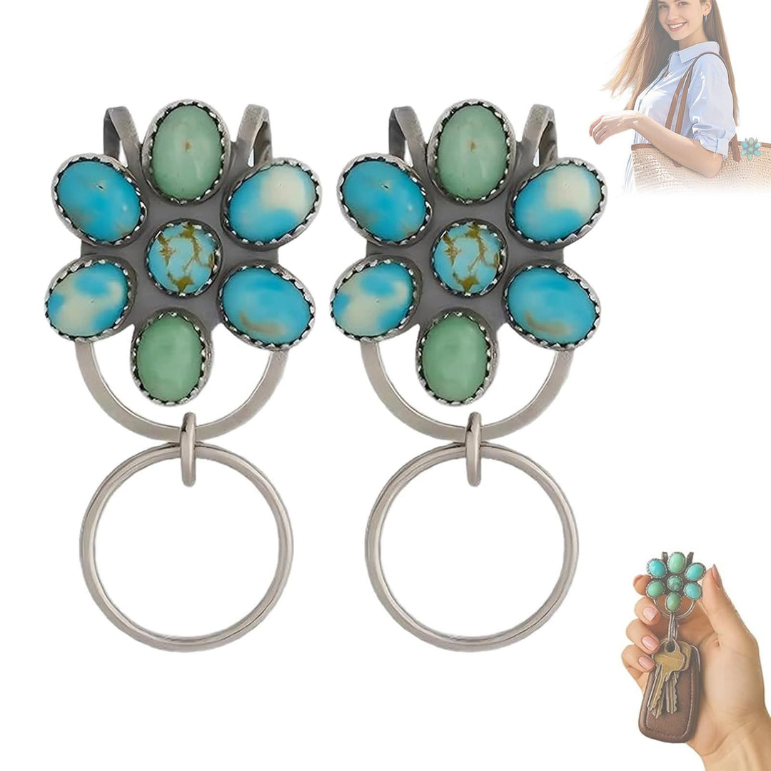 Türkisfarbener Blumen-Taschenclip, Schlüsselanhänger, dekoratives Accessoire - image 4