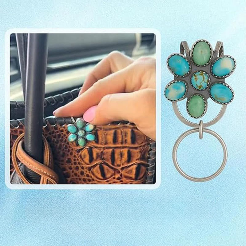 Türkisfarbener Blumen-Taschenclip, Schlüsselanhänger, dekoratives Accessoire - image 0