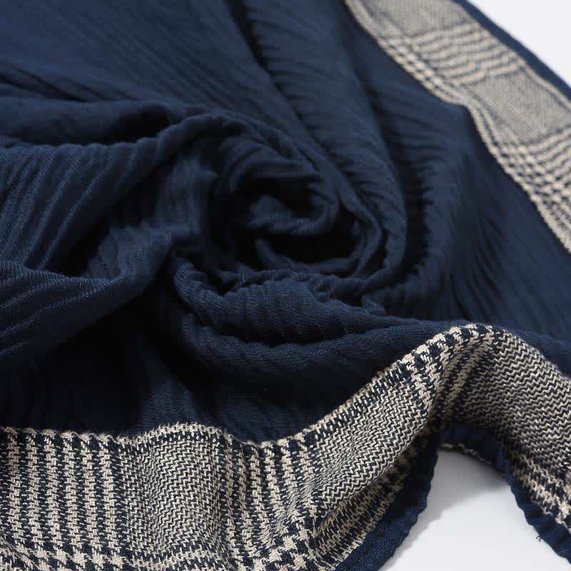 Weicher Schal mit Hahnentritt-Patchworkmuster und Falten - image 7