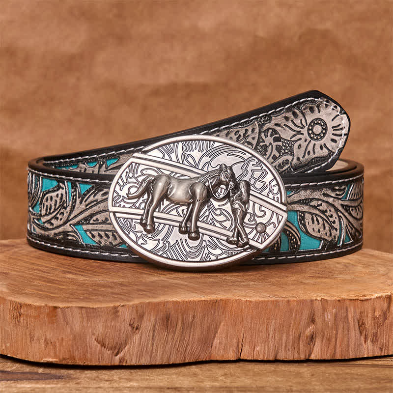 Herren DIY Cowgirl Verstecktes Klappmesser Ledergürtel - Cowgirl - Grauer Blumengürtel - 42 - image 10