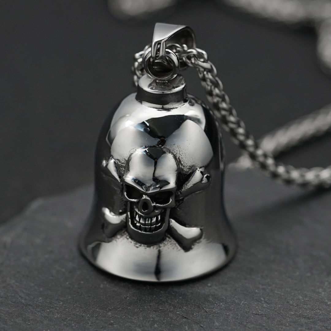 Silberner Wikinger-Totenkopf-Reitglocken-Schlüsselanhänger - Schlüsselanhänger - image 0