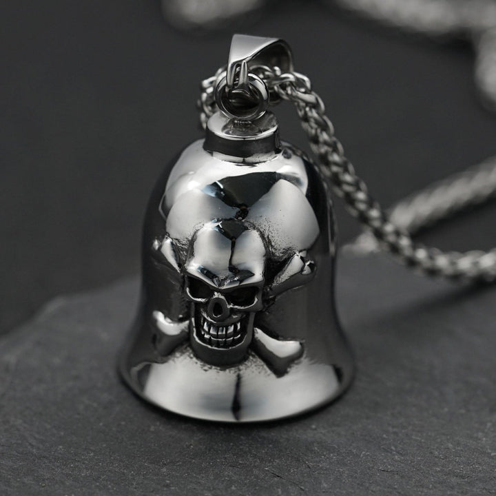 Silberner Wikinger-Totenkopf-Reitglocken-Schlüsselanhänger - Schlüsselanhänger - image 0