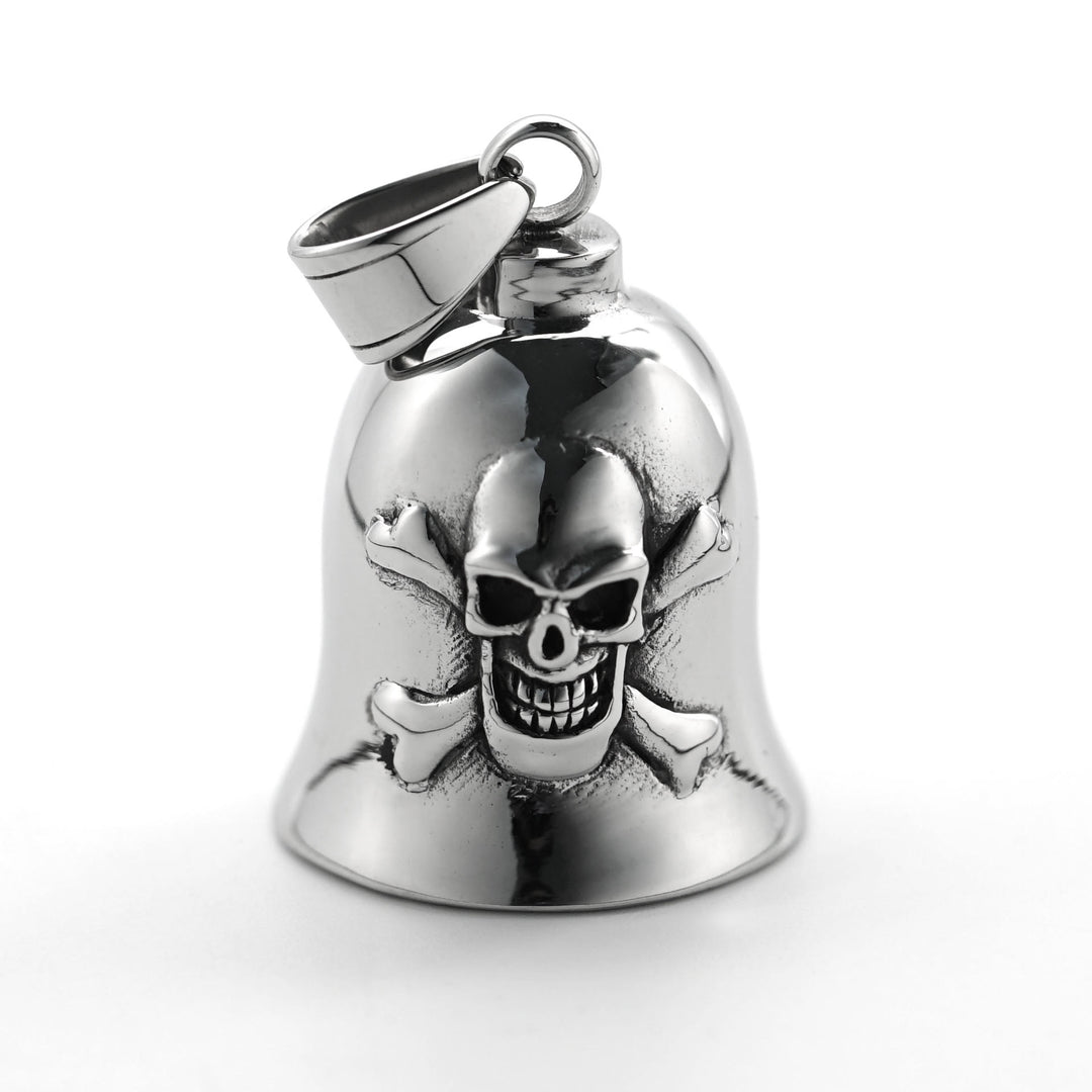 Silberner Wikinger-Totenkopf-Reitglocken-Schlüsselanhänger - image 2