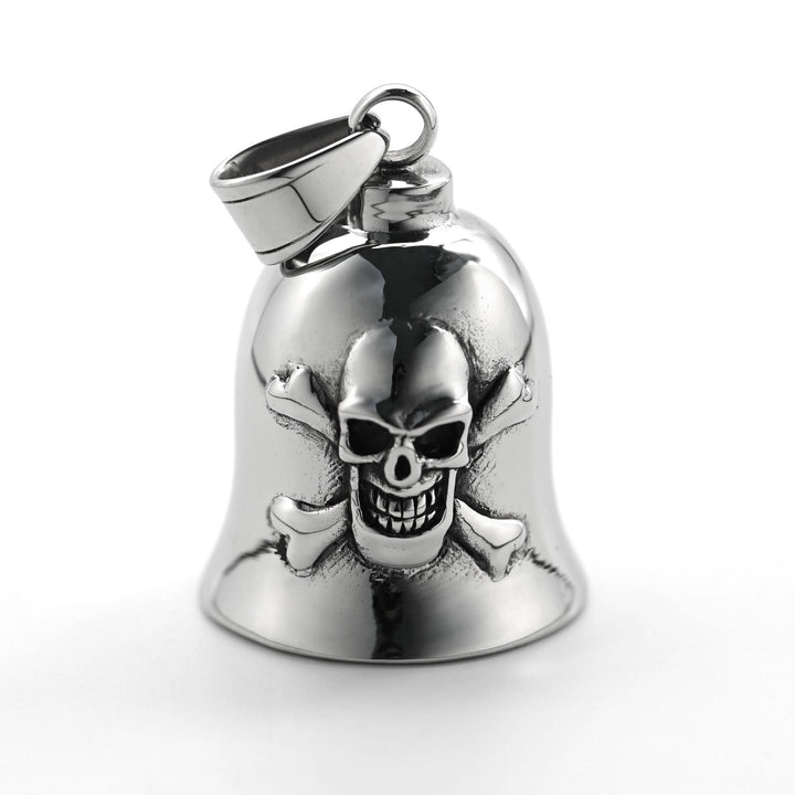 Silberner Wikinger-Totenkopf-Reitglocken-Schlüsselanhänger - image 2