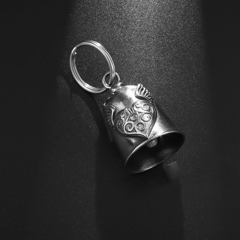 Vintage Silber Flügel Herz Glocke Schlüsselanhänger - image 6