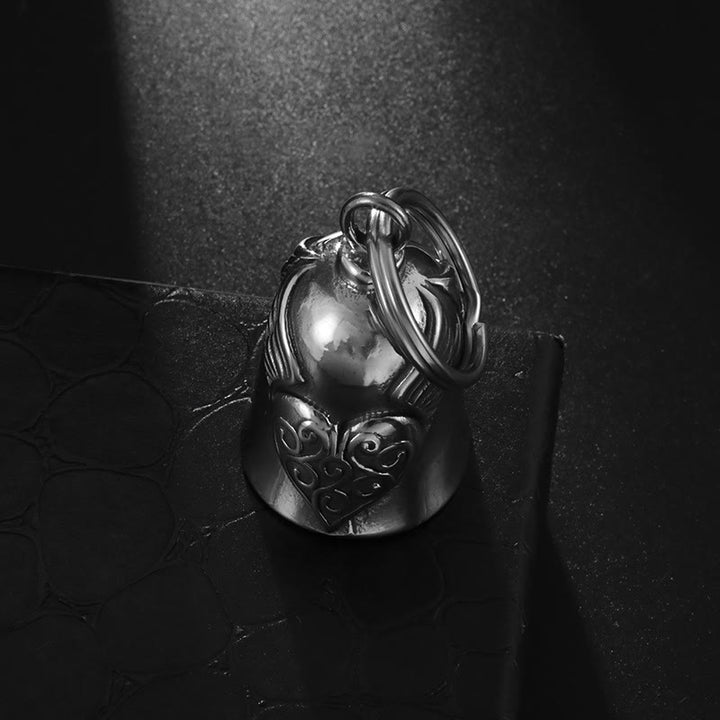 Vintage Silber Flügel Herz Glocke Schlüsselanhänger - image 5