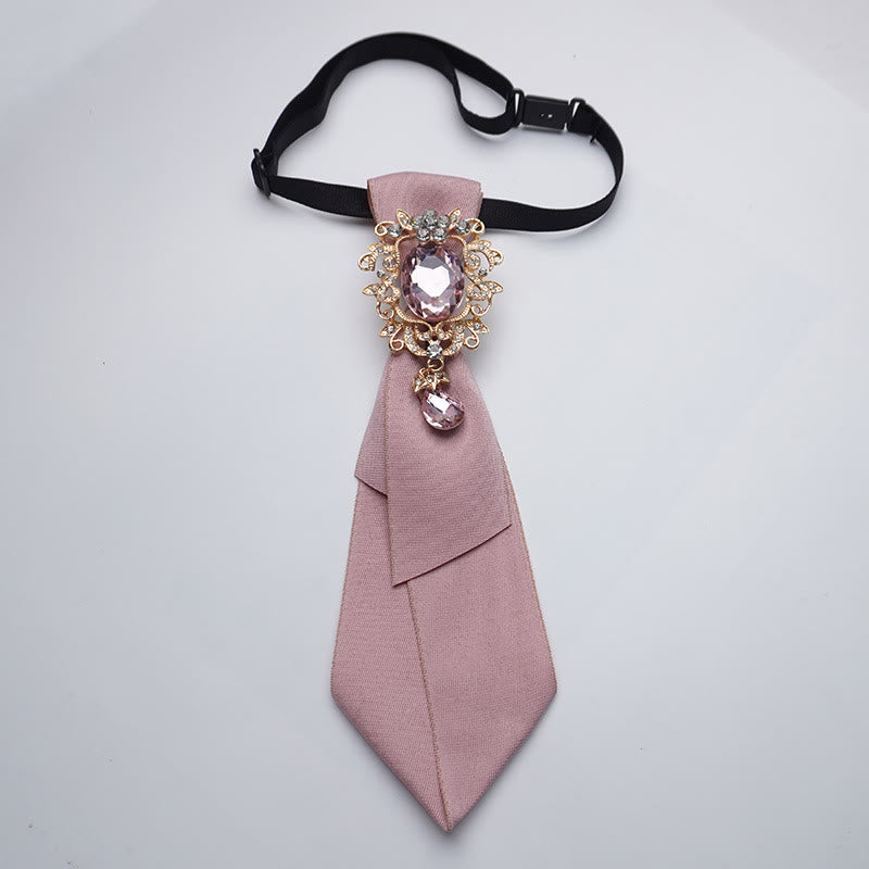 Verstellbare einfarbige Damenkrawatte mit Kristalldiamanten - Rosa - image 0