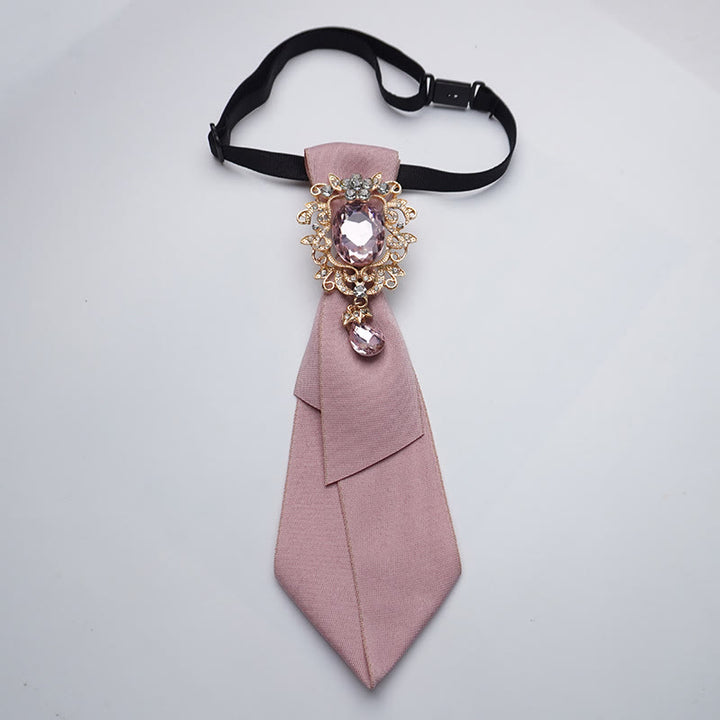 Verstellbare einfarbige Damenkrawatte mit Kristalldiamanten - Rosa - image 0