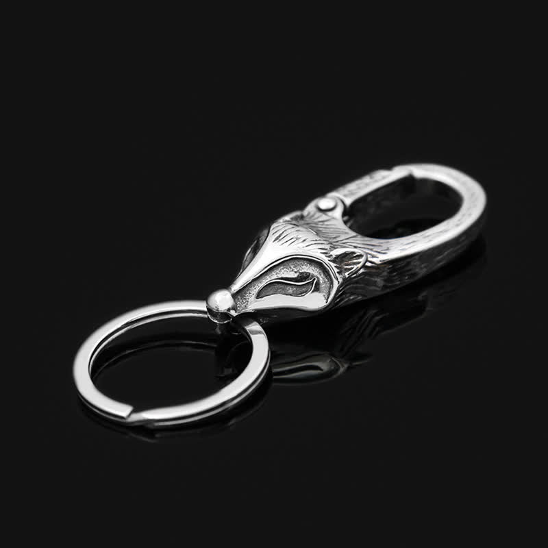 Einzigartiger antiker silberner Fuchskopf-Schlüsselanhänger - Antik Silber - image 0