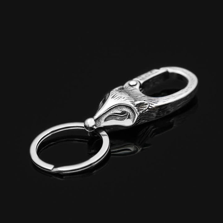 Einzigartiger antiker silberner Fuchskopf-Schlüsselanhänger - Antik Silber - image 0