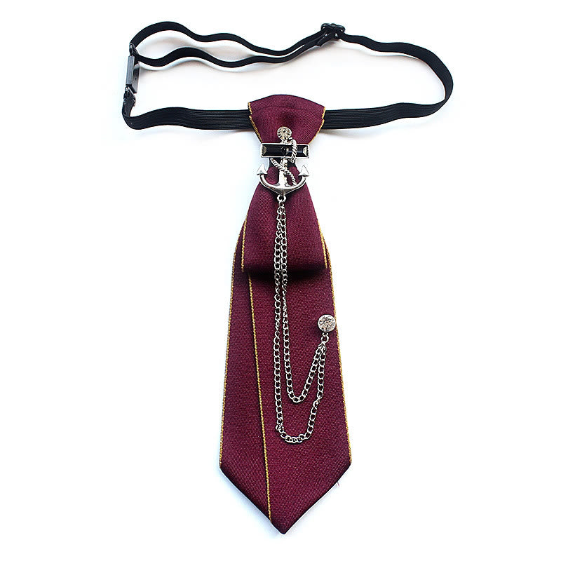 Vorgebundene Unisex-Krawatte mit Schiffsanker und verstellbarem Band - Rot - image 0