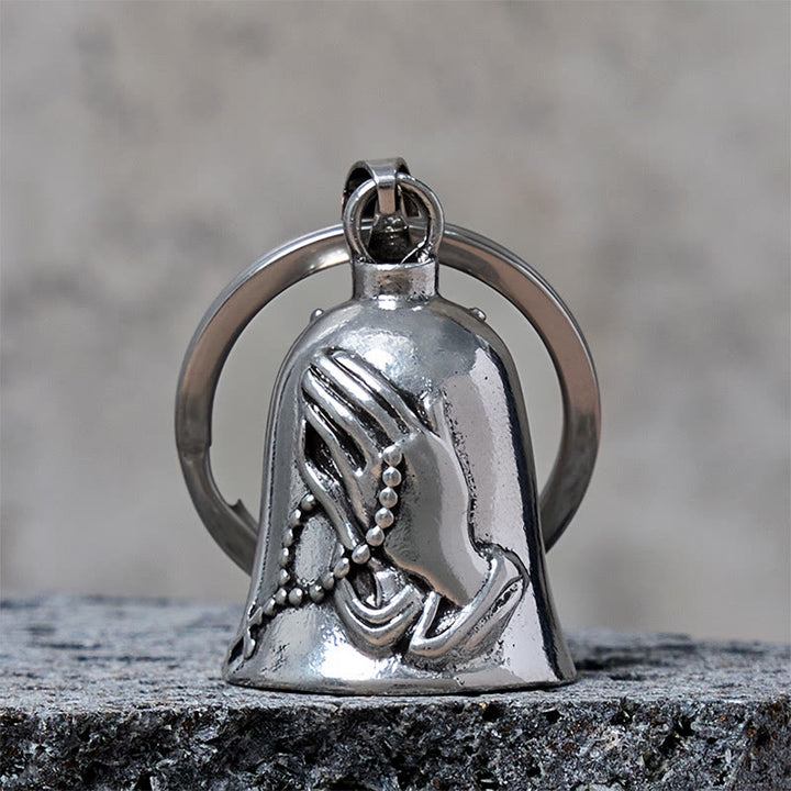 Vintage Betende Hände Kreuz Glocke Schlüsselanhänger Accessoire - Schlüsselanhänger - image 0