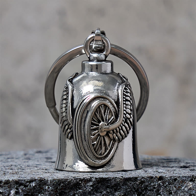 Vintage Motorrad Reifen Flügel Glocke Schlüsselanhänger - Schlüsselanhänger - image 0