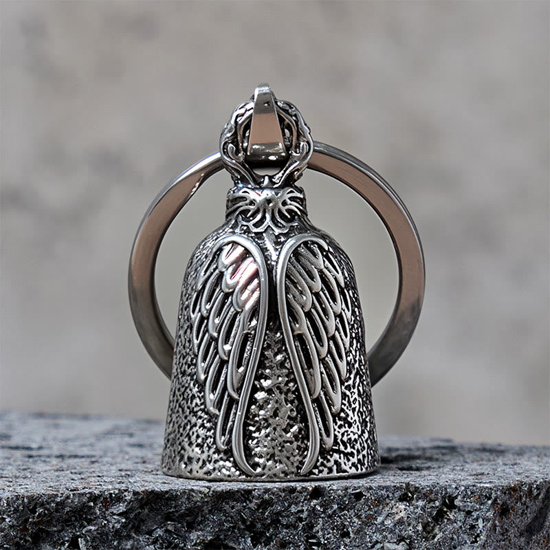 Vintage Angel Wing Motorrad Glocke Schlüsselanhänger - Silber - Schlüsselanhänger - image 0