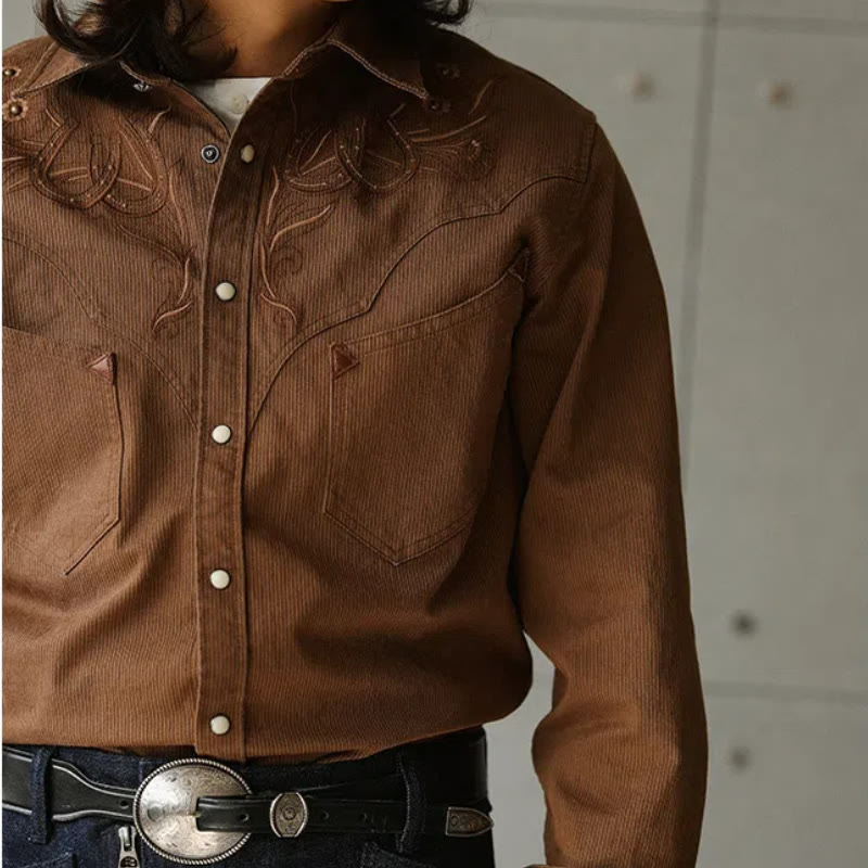 Vintage Floral Scrolls Hufeisen Niete Western Cowboy Shirt - image 0