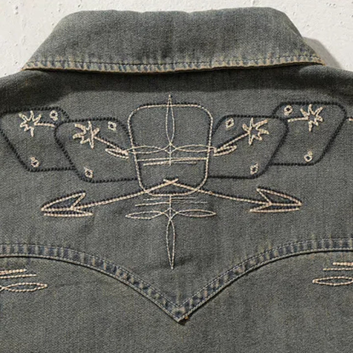 Gambler – Besticktes Western-Cowboyhemd aus gewaschenem Denim - image 6