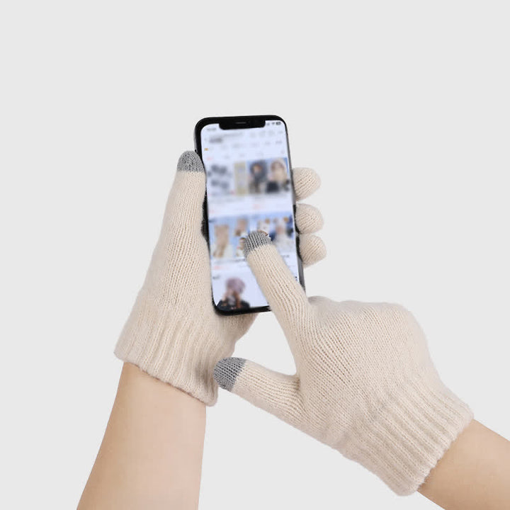 3-teiliges Set mit bezauberndem Wellenmuster: Mütze, Schal und Handschuhe mit Bommel - image 2