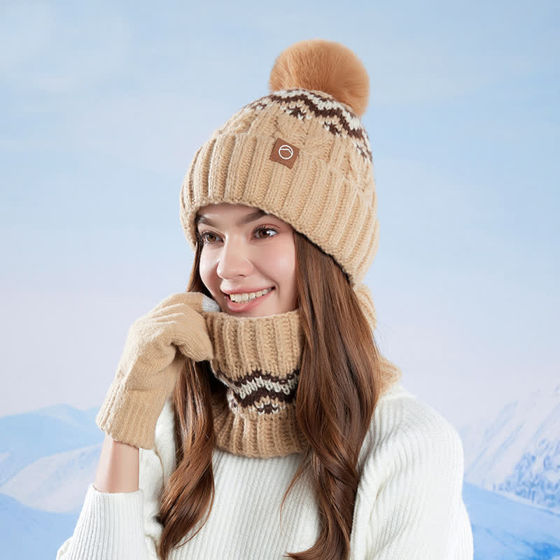 3-teiliges Set mit Mütze, Halstuch und Handschuhen im minimalistischen Stil - image 1