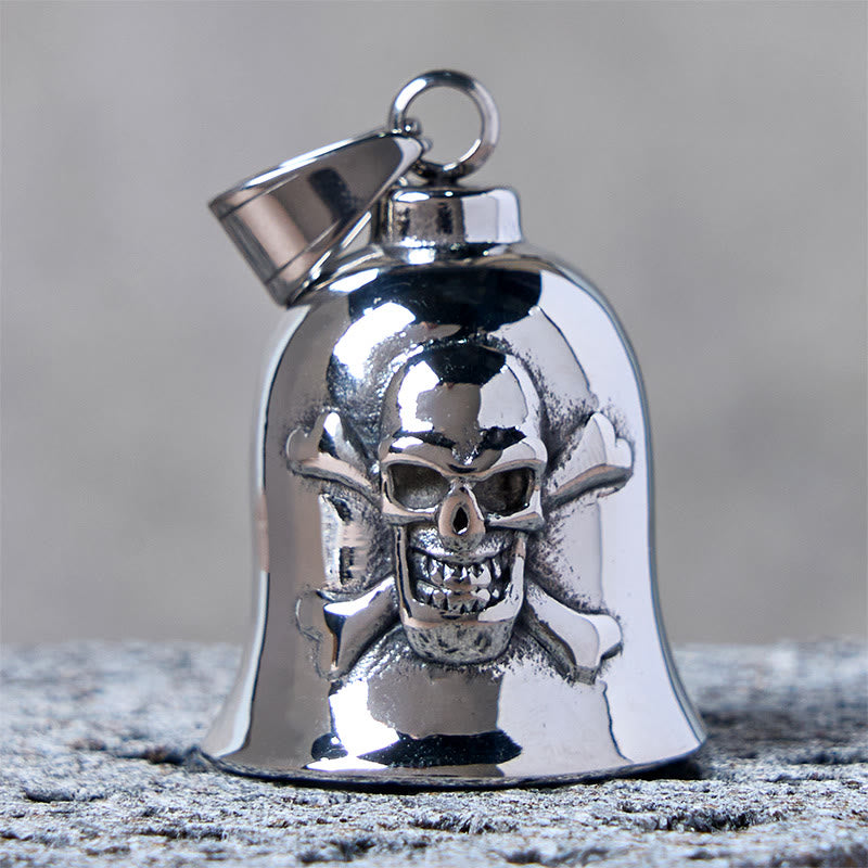 Silberner Wikinger-Totenkopf-Reitglocken-Schlüsselanhänger - image 1