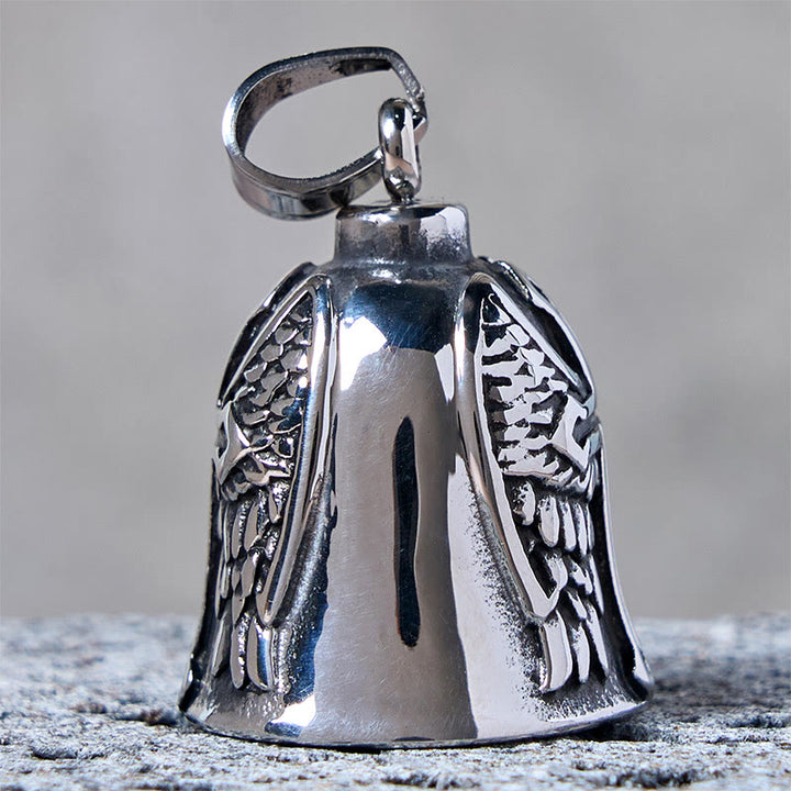 Silberner Wikingerkreuz und Flügelglocke Schlüsselanhänger - image 4