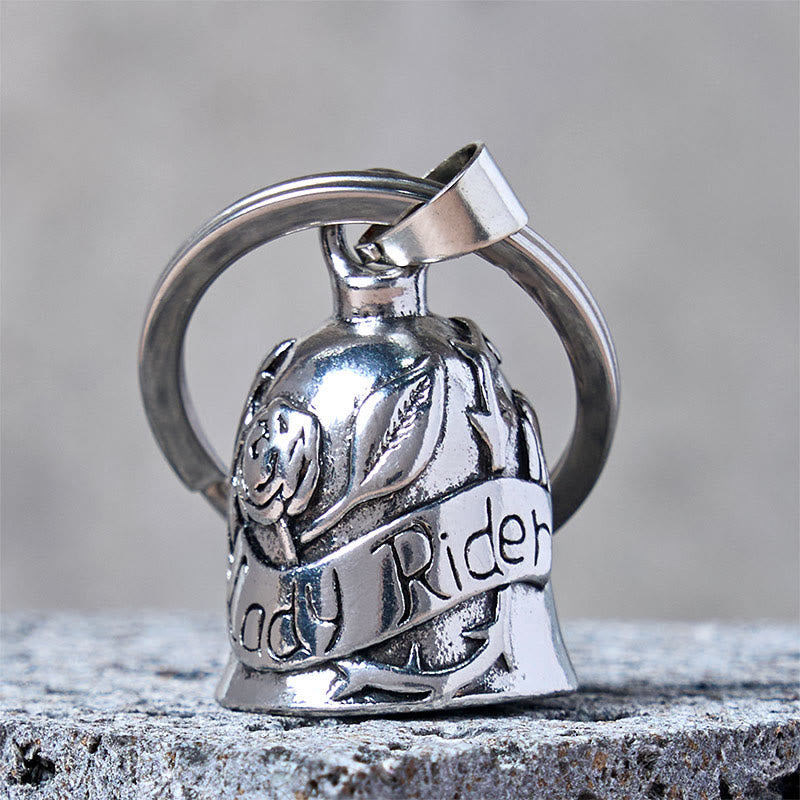 Vintage Rose & Lady Rider Motorrad Glocke Schlüsselanhänger - Schlüsselanhänger - image 0