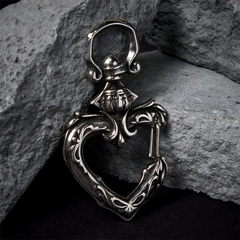 Drehbarer Vintage-Schlüsselanhänger aus poliertem Metall in Herzform - image 3