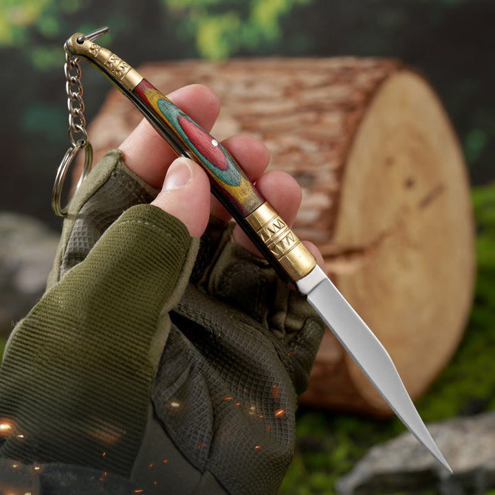 Outdoor-Klappmesser mit farbenfrohem Griff und weißer Buddha-Hand-Halskette aus Kristall - image 3