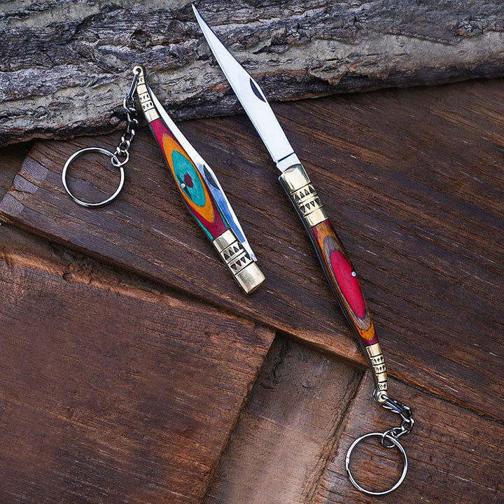 Buntes Messing-Klappmesser mit Buddha-Hand und Halskette aus rotem Stein - image 4