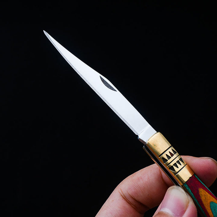 Buntes Messing-Klappmesser mit Buddha-Hand und Halskette aus rotem Stein - image 4