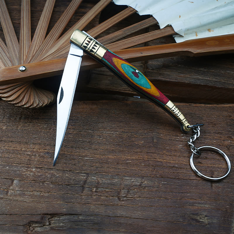 Buntes Messing-Klappmesser mit Buddha-Hand und Halskette aus rotem Stein - image 5