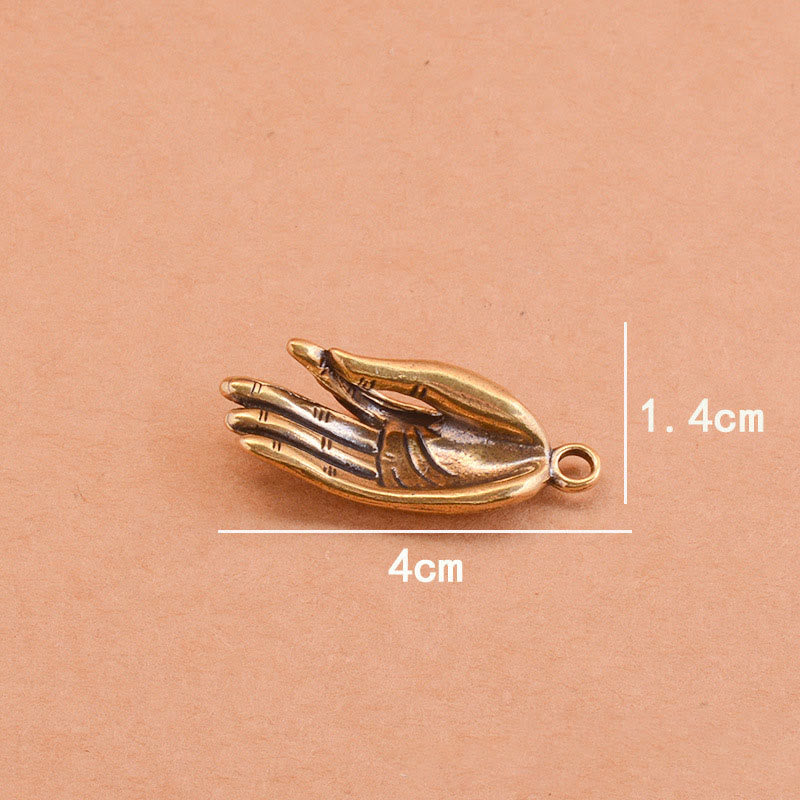 Buntes Messing-Klappmesser mit Buddha-Hand und Halskette aus rotem Stein - image 8