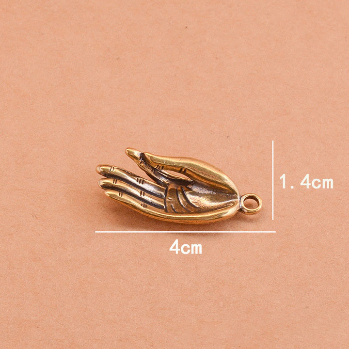 Buntes Messing-Klappmesser mit Buddha-Hand und Halskette aus rotem Stein - image 8