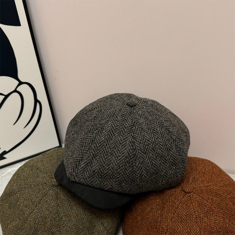 Vintage-Wintermütze in Unifarbe mit Knopf - Dunkelgrau - Verstellbar (ca. 21 5/8"-23 1/4") - image 3