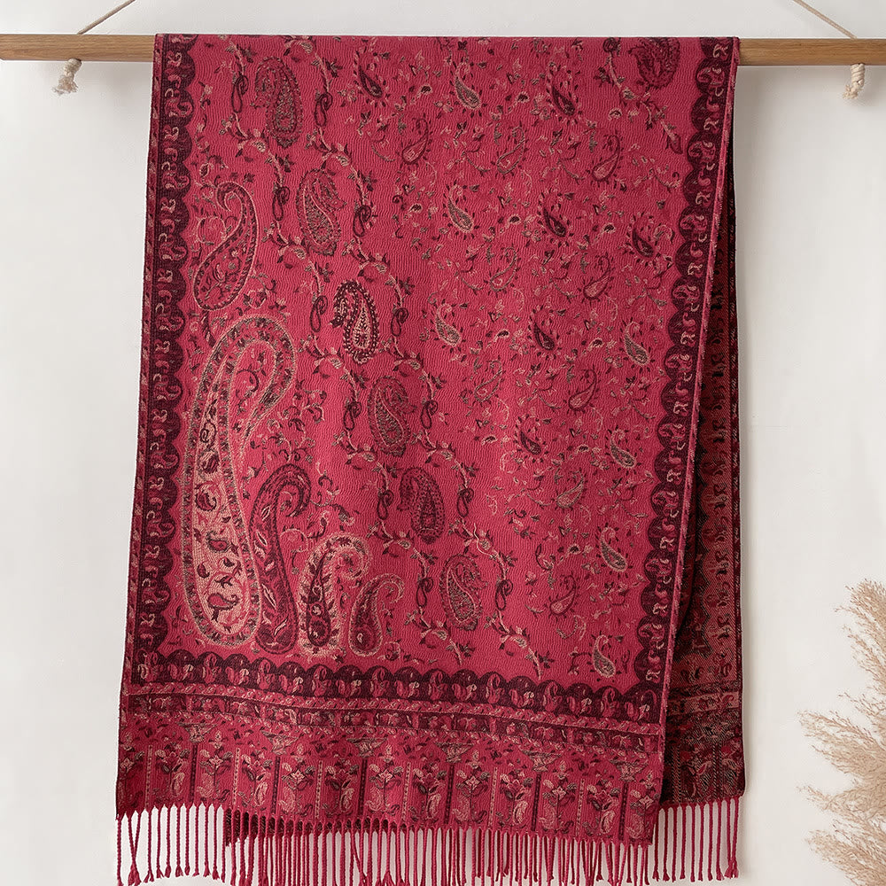 Schal im Retro-Boho-Stil mit Cashew-Print für mehr Wärme - Rot - image 3