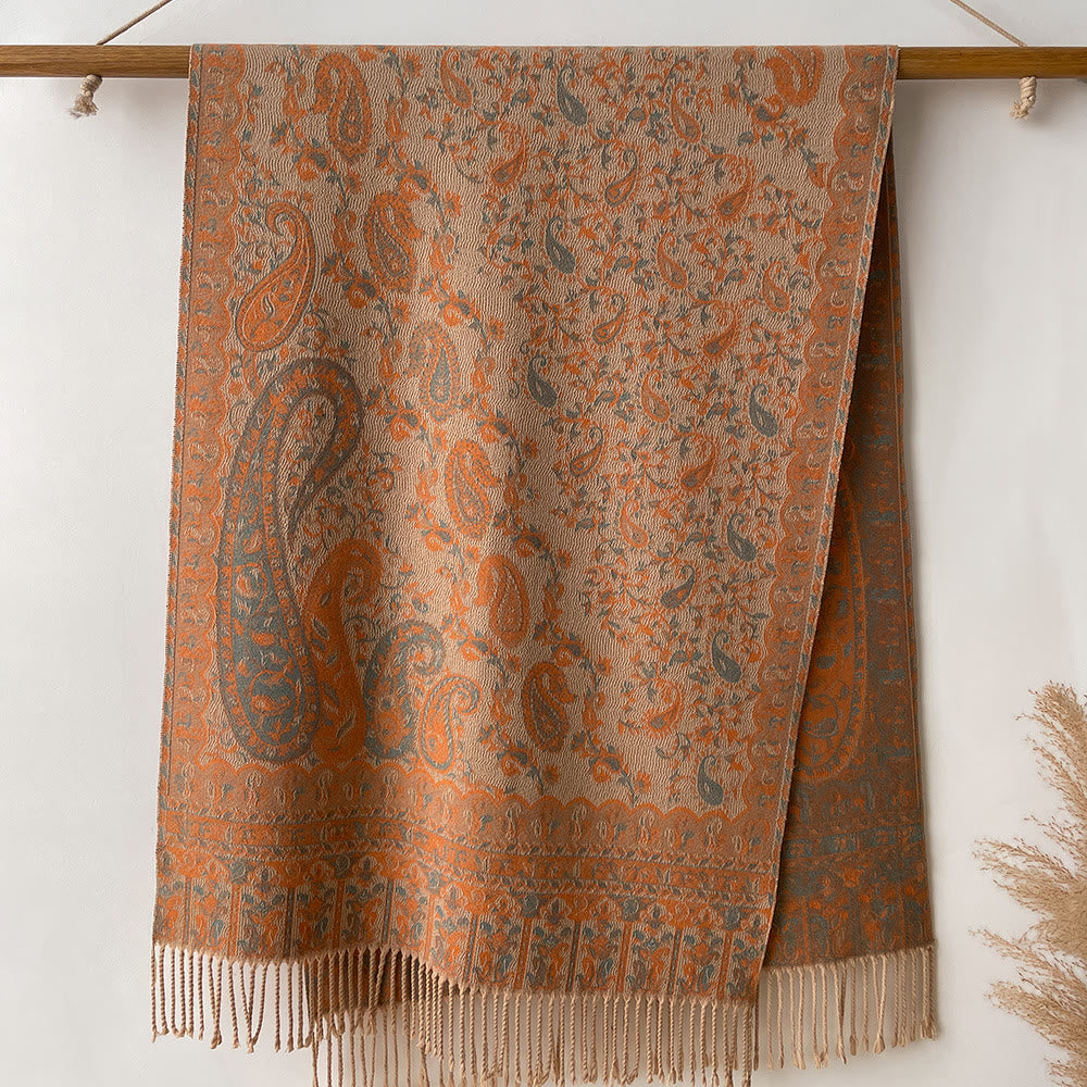 Schal im Retro-Boho-Stil mit Cashew-Print für mehr Wärme - Khaki - image 0