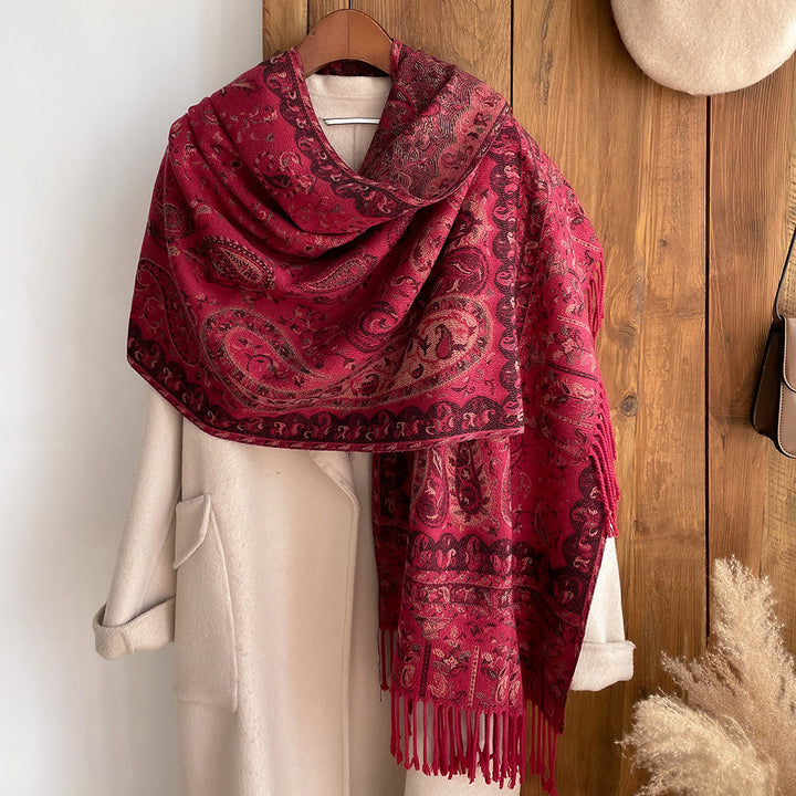 Schal im Retro-Boho-Stil mit Cashew-Print für mehr Wärme - image 4