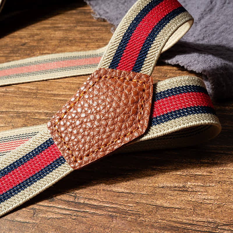 Rot-beige gestreifte, elastische Hosenträger mit Y-Rücken - image 3