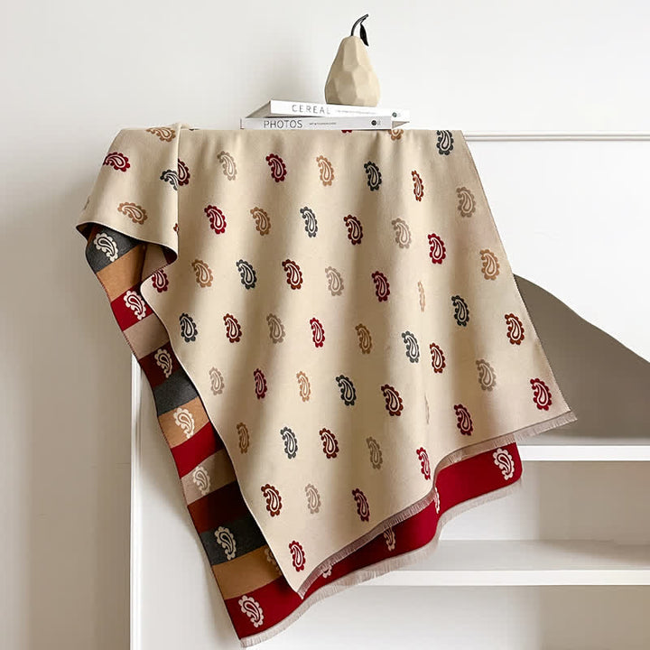 Warmer Winterschal mit farbenfrohem Paisley- und Streifenmuster - image 4