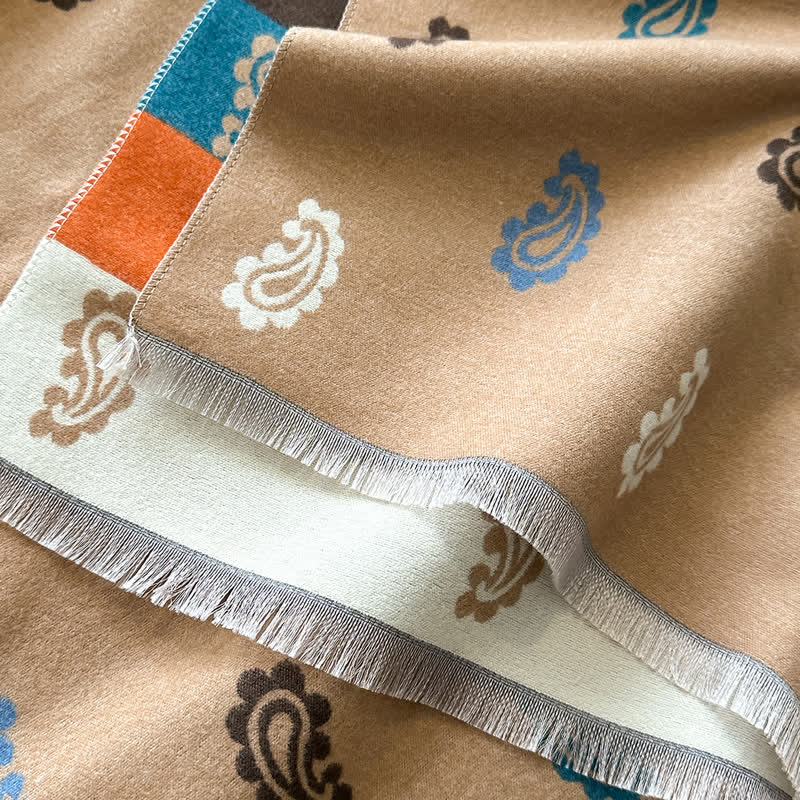 Warmer Winterschal mit farbenfrohem Paisley- und Streifenmuster - image 2