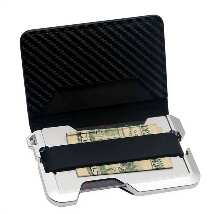 RFID-Schutzfunktion, faltbare taktische Geldbörse aus Kohlefaser, faltbar, taktisches Portemonnaie - Silber - image 6